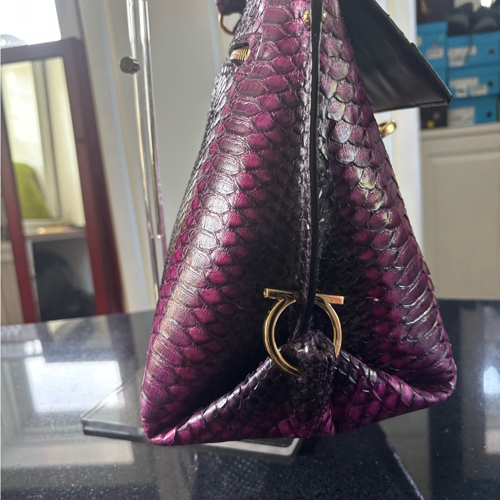 Salvatore Ferragamo Sofia Satchel Python Snake Sk… - image 6